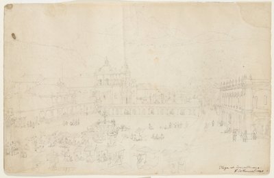 Plaza at Quezaltenango by Frederick Catherwood